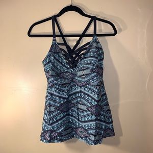 Teal and Black Swim Top